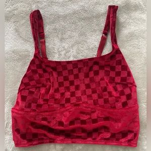 Red velvet checker bralette